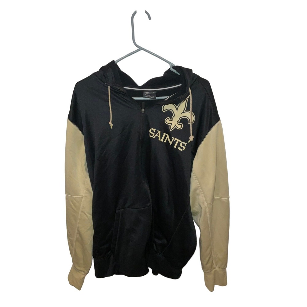 Nike New Orleans Saints Black/Gold Hoddie Fan Gear Performance Full-Zip XL Men